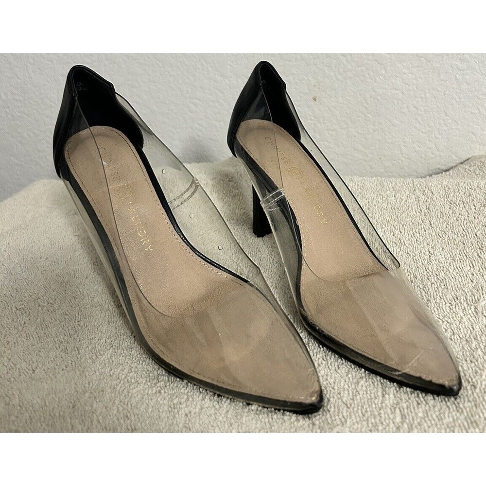 CHINESE LAUNDRY Women's S 6 Black Saleena Plastic Stiletto Slip On Pumps Shoes